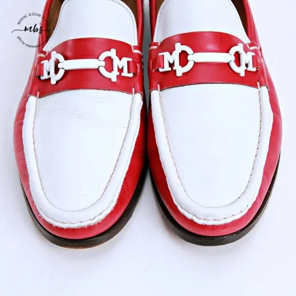 Bruno Magli Kurt Leather Loafers Red White Men 10 - Picture 9 of 14